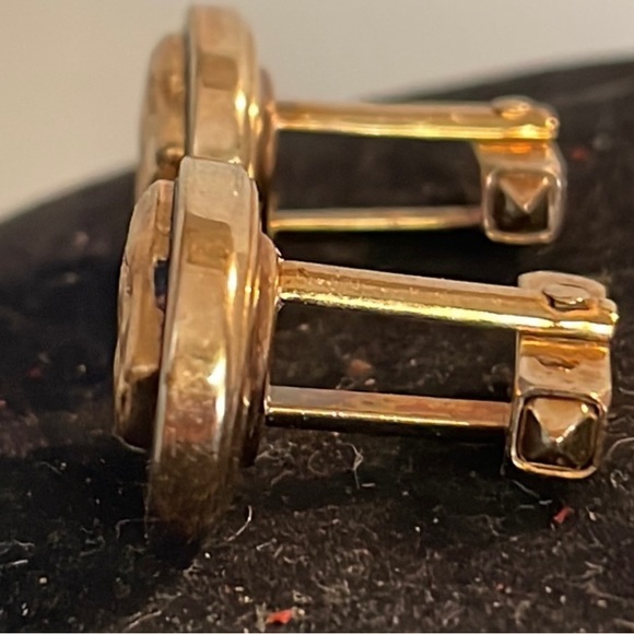1940s-vintage signed Anson oval shaped gold plated retriever/spaniel cuff links - Picture 13 of 15